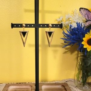 Monet Vintage Art Deco Gold & Black Earrings 1990's Jewelry